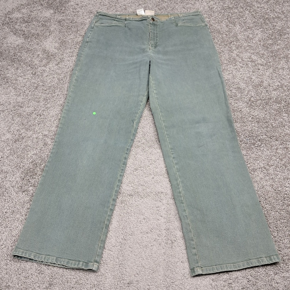 Norm Thompson Womens 16W Sage Green Straight Leg Cotton Stretch‎ Pants Casual